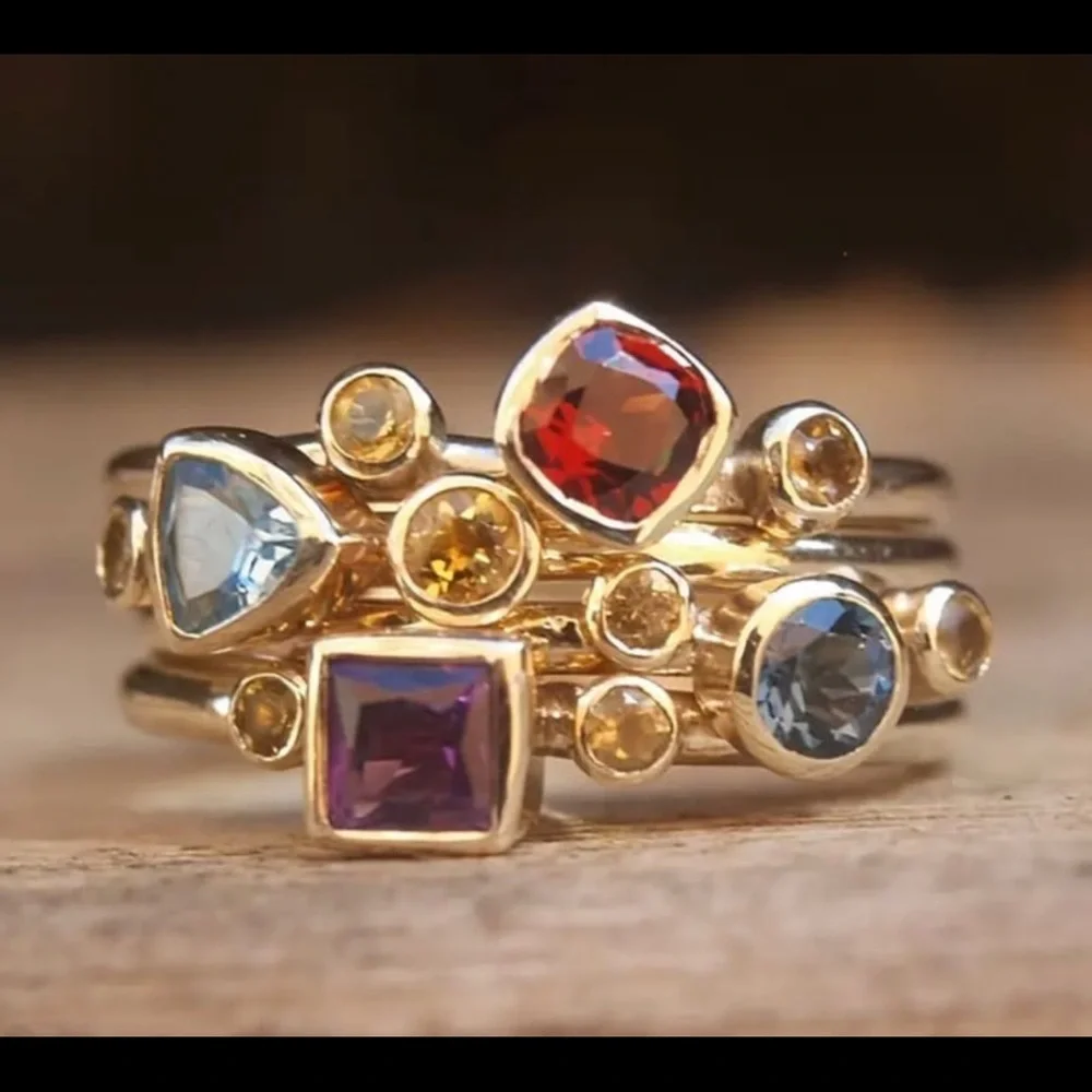 - Gorgeous gold plated swarovski elements multicolor ring size 9